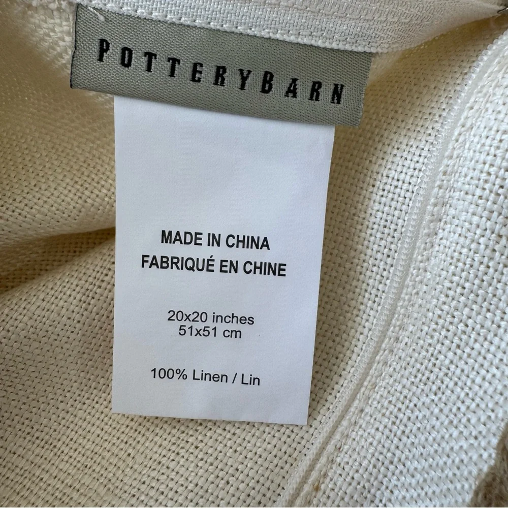 Pottery Barn Jute Braid Pillow Cover Linen 20